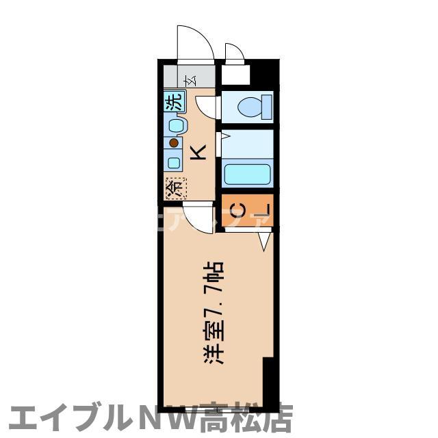 プレステージ伏石(1K/3階)の間取り写真