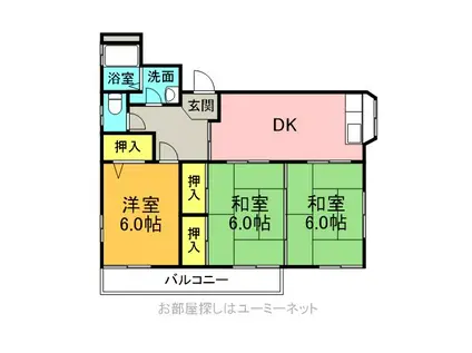 エステートK(3DK/1階)の間取り写真