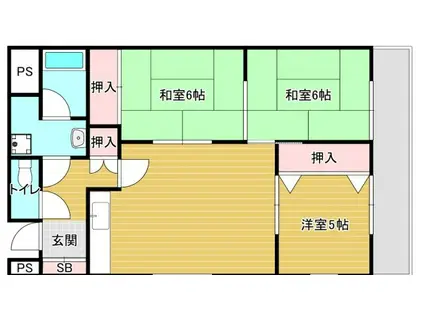 千代田司マンション(3LDK/1階)の間取り写真
