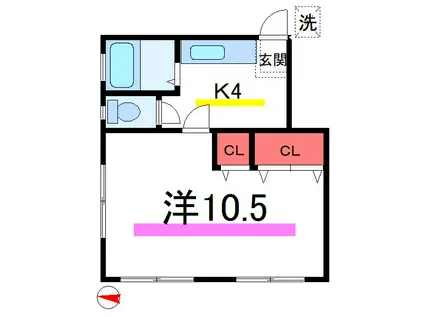 田村荘(1K/2階)の間取り写真