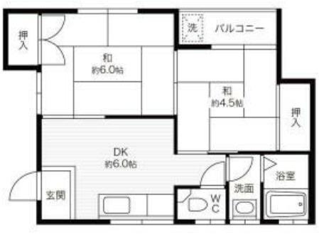 シンプルライフ田寺(2DK/2階)の間取り写真