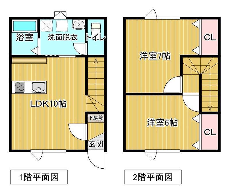 ハッピー北央B(2LDK/1階)の間取り写真