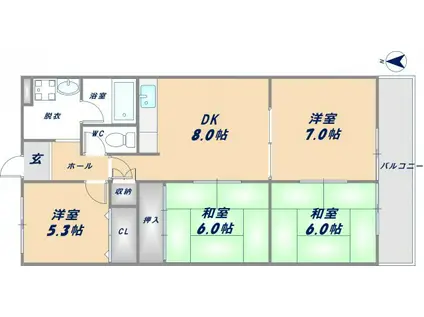 メゾン大邦(4LDK/4階)の間取り写真