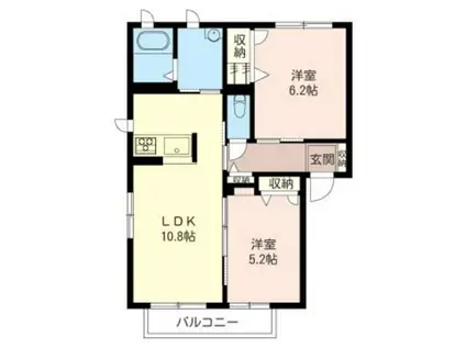 メゾンフウキ(2LDK/1階)の間取り写真