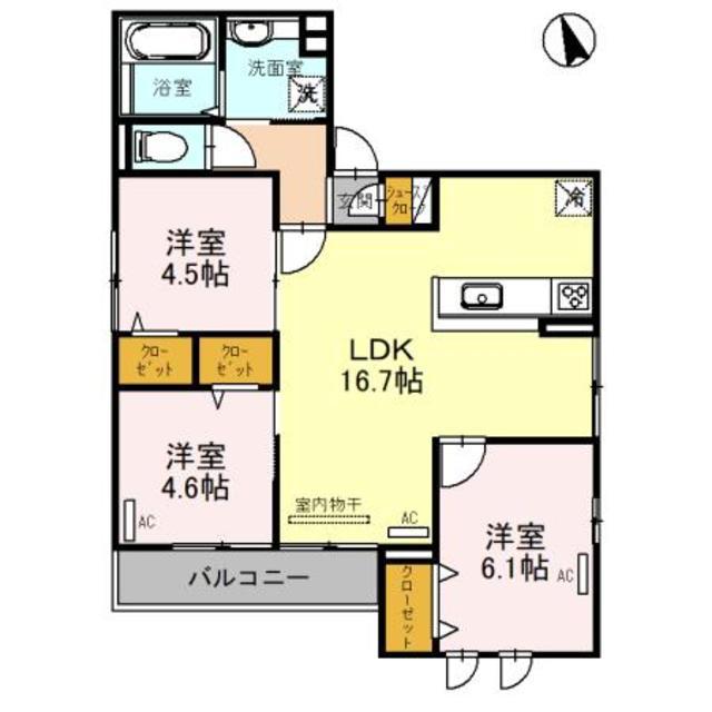 CLASHIST千躰(3LDK/3階)の間取り写真