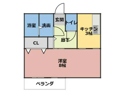 コーポN B(1K/1階)の間取り写真