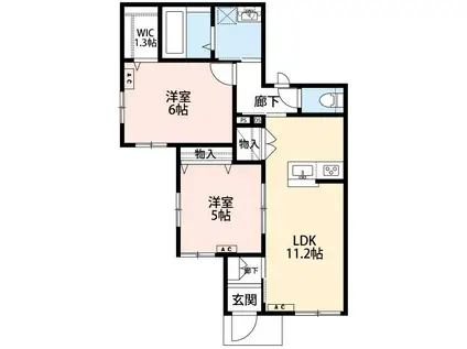 メゾンファミーユ(2LDK/1階)の間取り写真