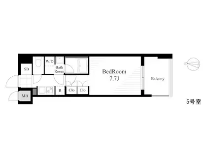 ラティエラ大島(1K/2階)の間取り写真