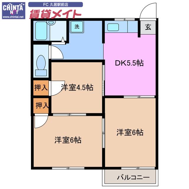 友コーポラスA(3DK/2階)の間取り写真