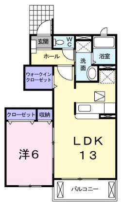 ブライトメアリーI(1LDK/1階)の間取り写真