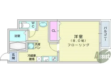 アスコット西多賀(1K/1階)の間取り写真