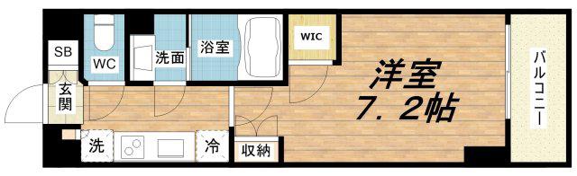 THE MUTUAL江坂(1K/4階)の間取り写真
