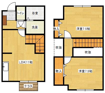 ニュークレストール光ケ丘(2LDK/1階)の間取り写真