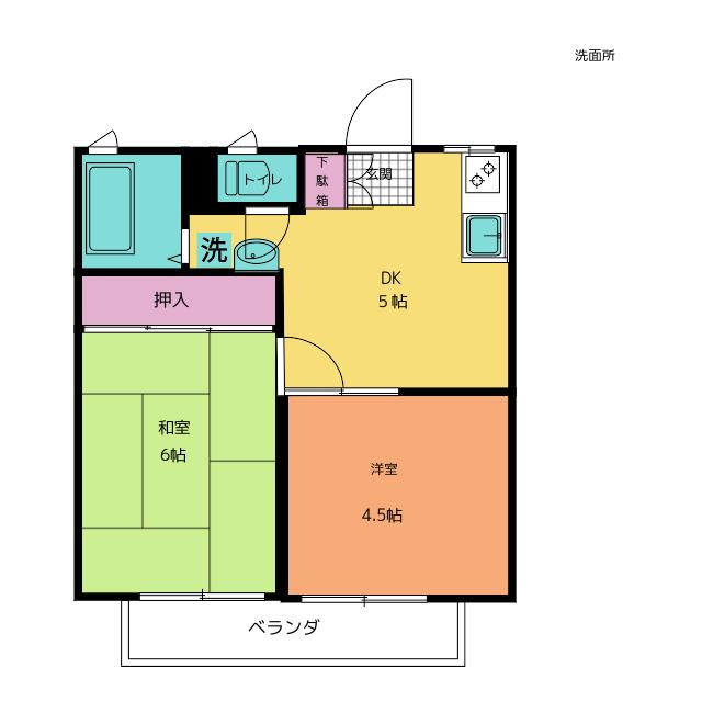 第1板倉ハイツ(2DK/2階)の間取り写真