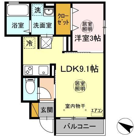 桜山フラット(1LDK/1階)の間取り写真