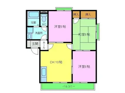 新栄プロパティー千代田2(3LDK/2階)の間取り写真