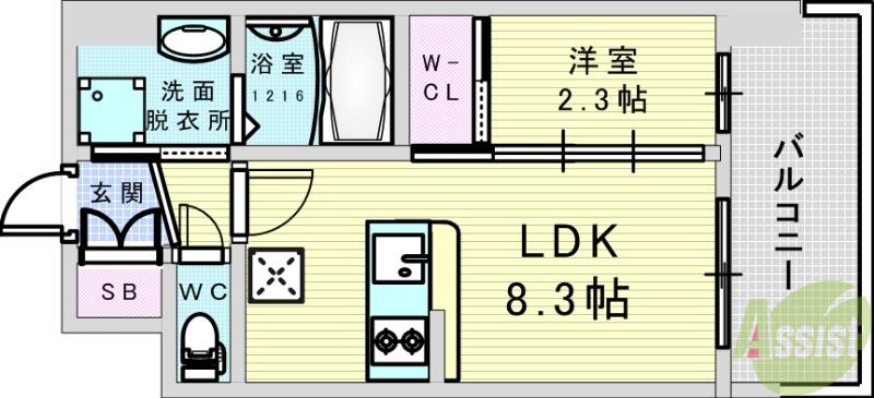セレニテ江坂エクラ(1LDK/3階)の間取り写真