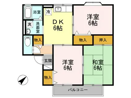 マウントV-2(3DK/1階)の間取り写真