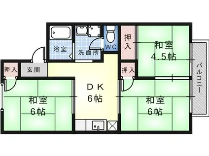 ニューハイツ北田II(3DK/2階)の間取り写真