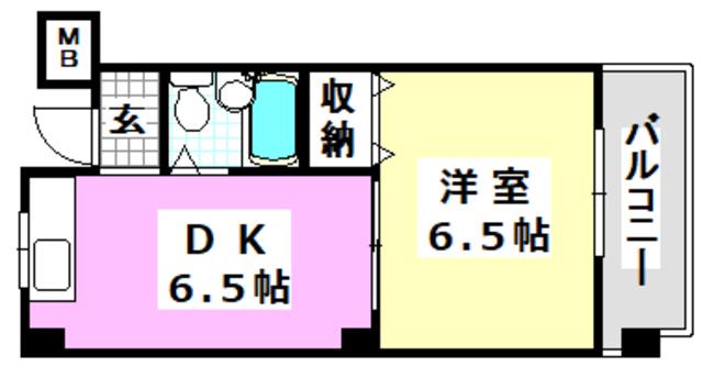 第2清和マンション(1DK/3階)の間取り写真
