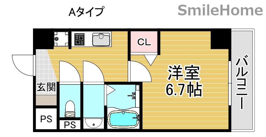 グランエクラ花園町(1K/4階)の間取り写真