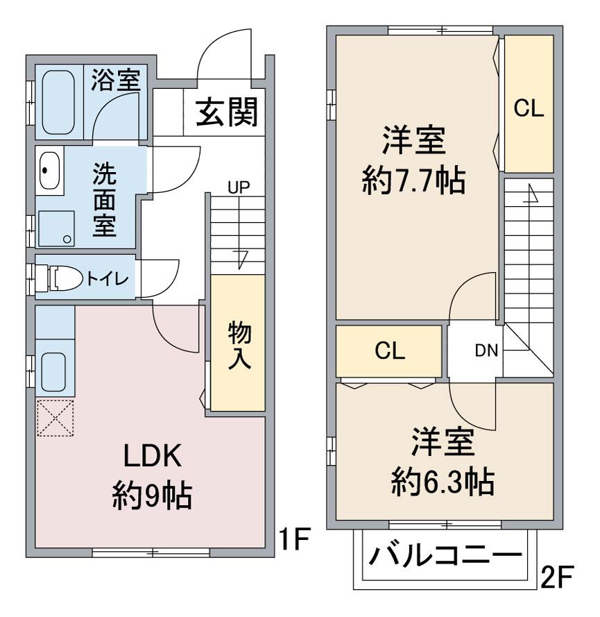 グレイス三ツ池(2LDK/2階)の間取り写真