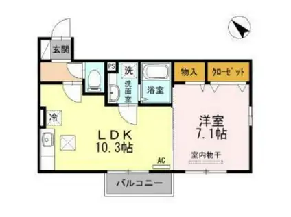 ヒルサイドテラス(1LDK/1階)の間取り写真