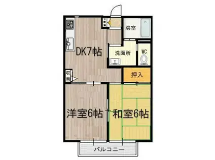 プラムタウン(2DK/1階)の間取り写真