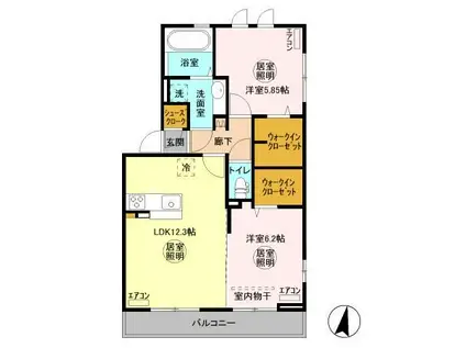 ルチアーナ(2LDK/3階)の間取り写真