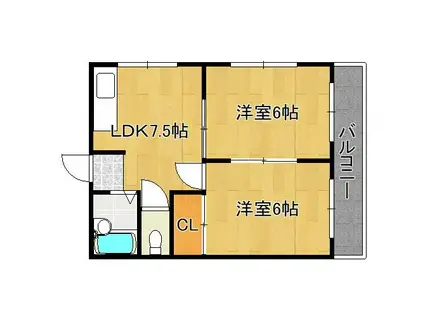 アイキューブ流町(2DK/3階)の間取り写真