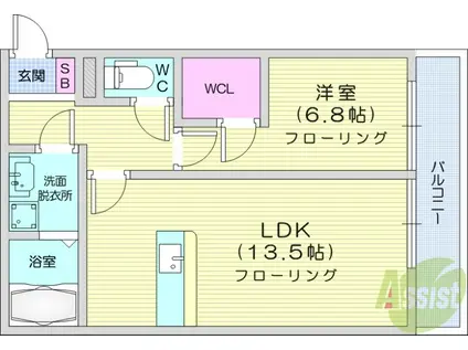 ハッピーホーム2番館(1LDK/2階)の間取り写真