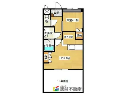 コンフォース三日月(1LDK/1階)の間取り写真