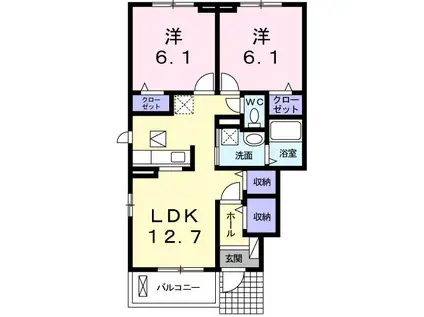 ハマナスI(2LDK/1階)の間取り写真