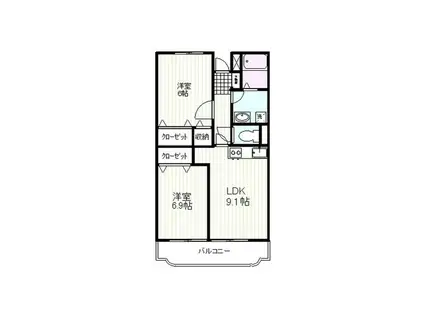 ジェンティーレ(2LDK/4階)の間取り写真