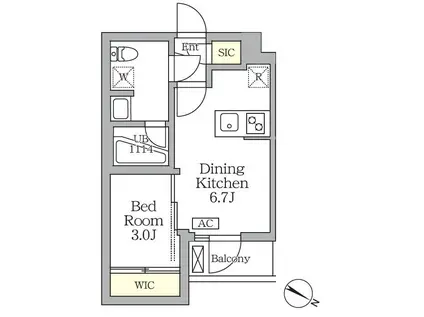 アジールコート三宿テラス(1DK/4階)の間取り写真