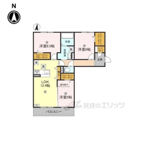 近鉄奈良線 新大宮駅 徒歩18分 3階建 築1年(3LDK/1階)の間取り写真