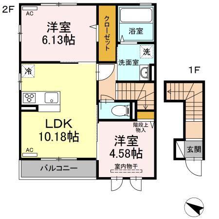グラン ピエーノ(2LDK/2階)の間取り写真