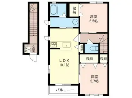 スカイピクシー(2LDK/2階)の間取り写真