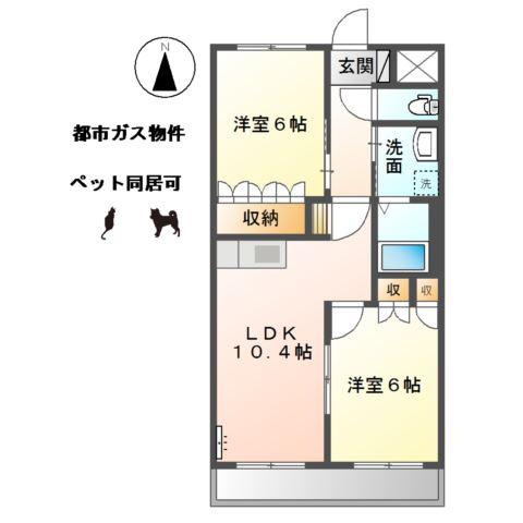 エム アスカ(2LDK/3階)の間取り写真