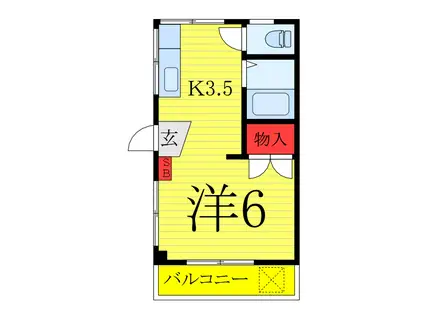 フナド ハイツ カマクラ(ワンルーム/2階)の間取り写真