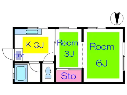 竹田荘(2K/2階)の間取り写真
