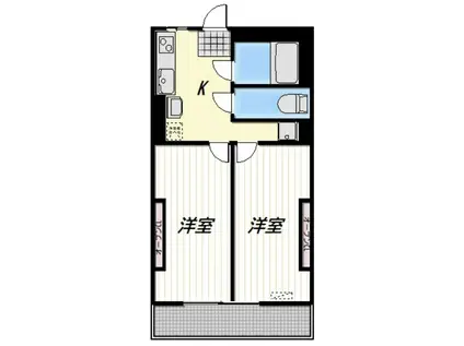 VERDE(2DK/2階)の間取り写真