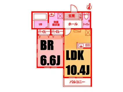 ヴェルデフラット弘明寺(1LDK/3階)の間取り写真