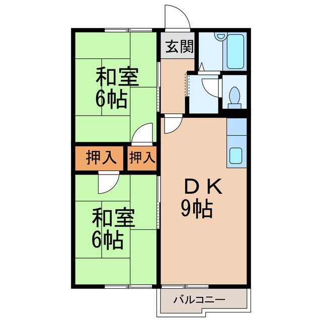 タウニィ紀ノ川(2DK/2階)の間取り写真