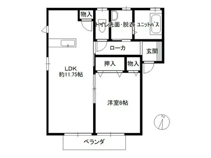 メゾン倉敷川(1LDK/2階)の間取り写真