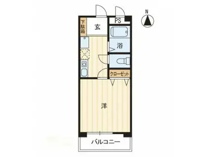 グランディII(1K/1階)の間取り写真