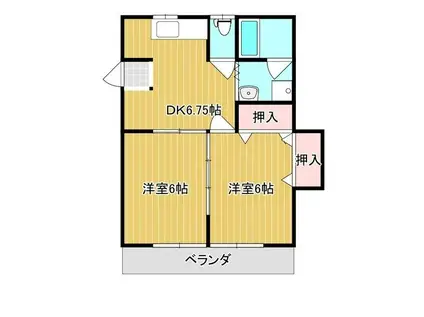 メイプルヒル(2DK/1階)の間取り写真