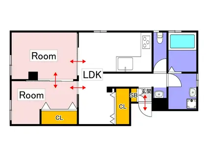 車屋ビル(2LDK/2階)の間取り写真