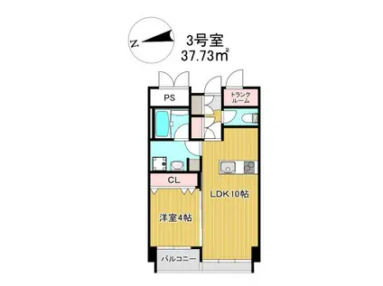 PAXレジデンス(1LDK/3階)の間取り写真