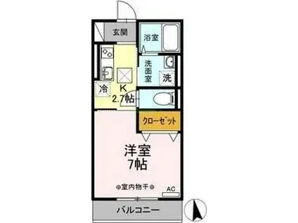 フラットちとせ(1K/1階)の間取り写真